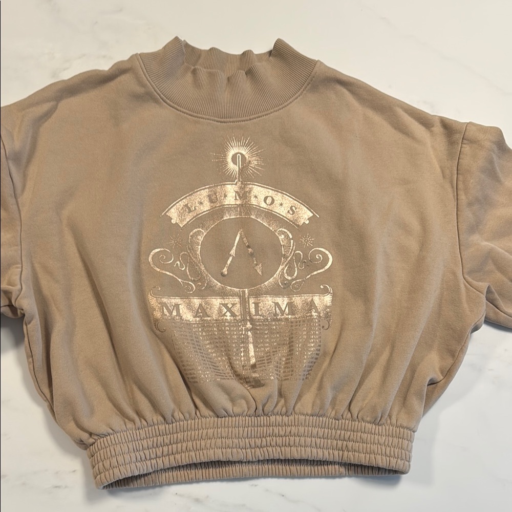 Girls’ H&M x Harry Potter Beige Cropped Sweatshirt with Metallic Logo